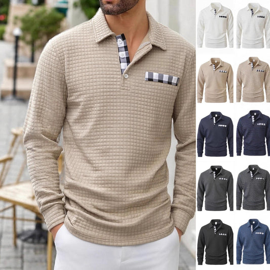 Men's Polo Long-sleeved Button-down T-shirt by GJG Denim