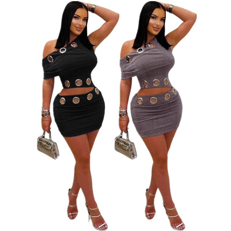 Women's Top And Pencil Skirt Two-piece Set by GJG Denim