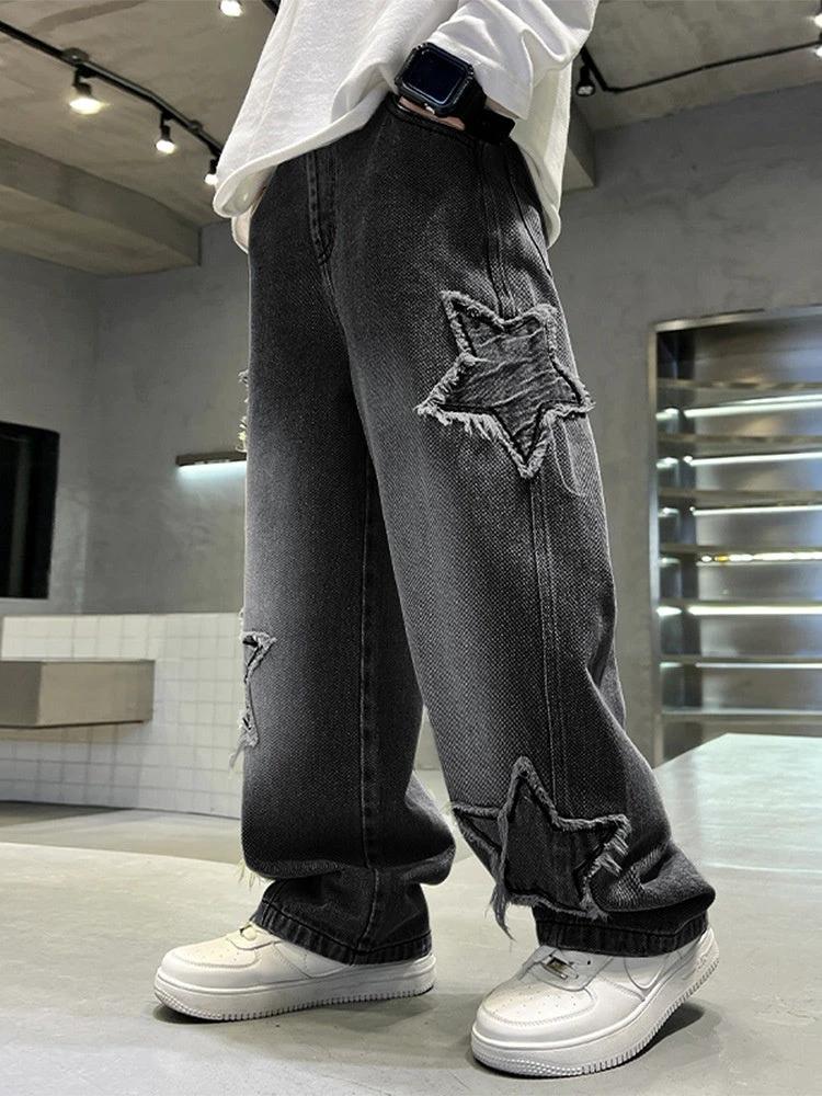 New Big Children Wide-leg Pentagram Jeans by GJG Denim