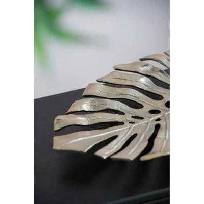 18.9x13.4x1.4 Gold Monstera Leaf Wall Decor by GJG Denim