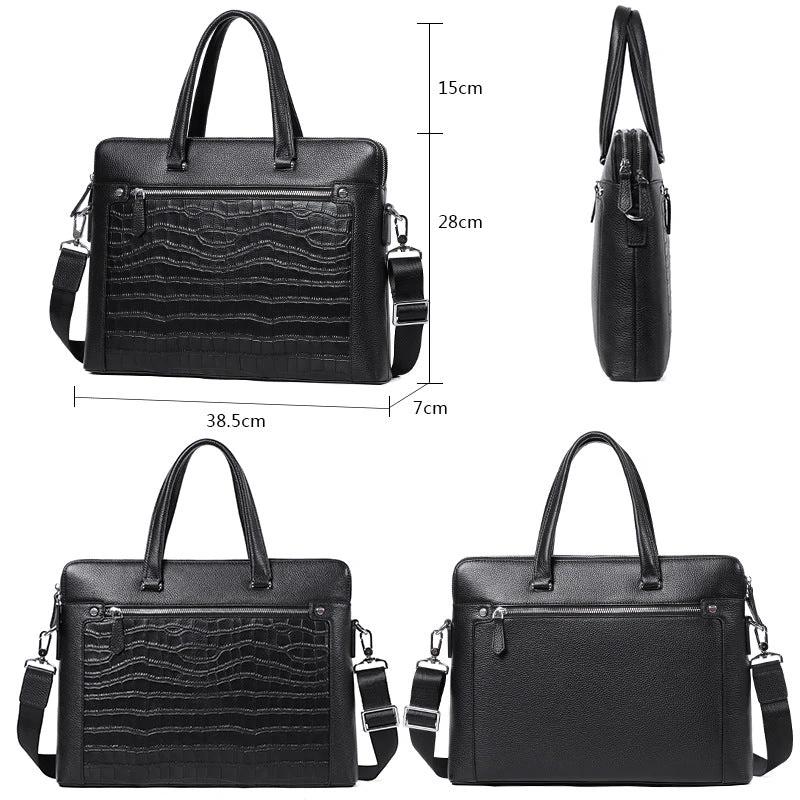Double Zipper Compartment Briefcase For Men by GJG Denim
