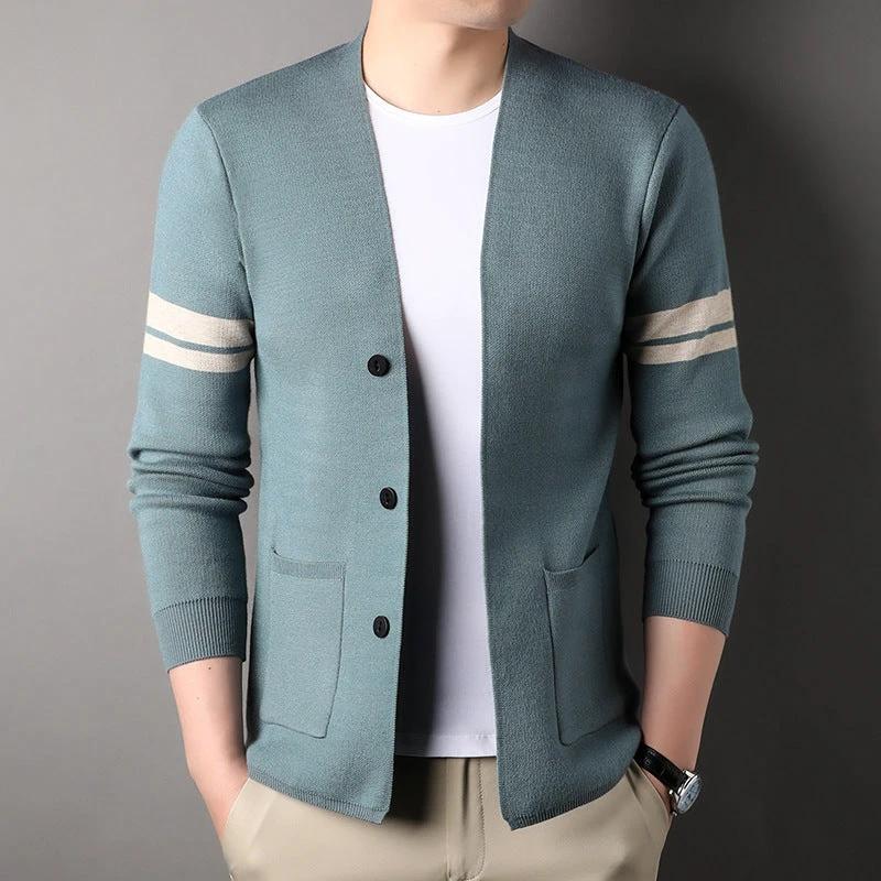 Men's Versatile Solid-color Knit Sweater by GJG Denim