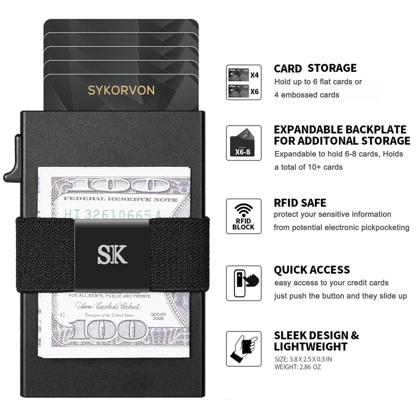 Men's Aluminum Slim Wallet With Money Band, RFID Blocking Holds 12 Cards Plus Cash by GJG Denim