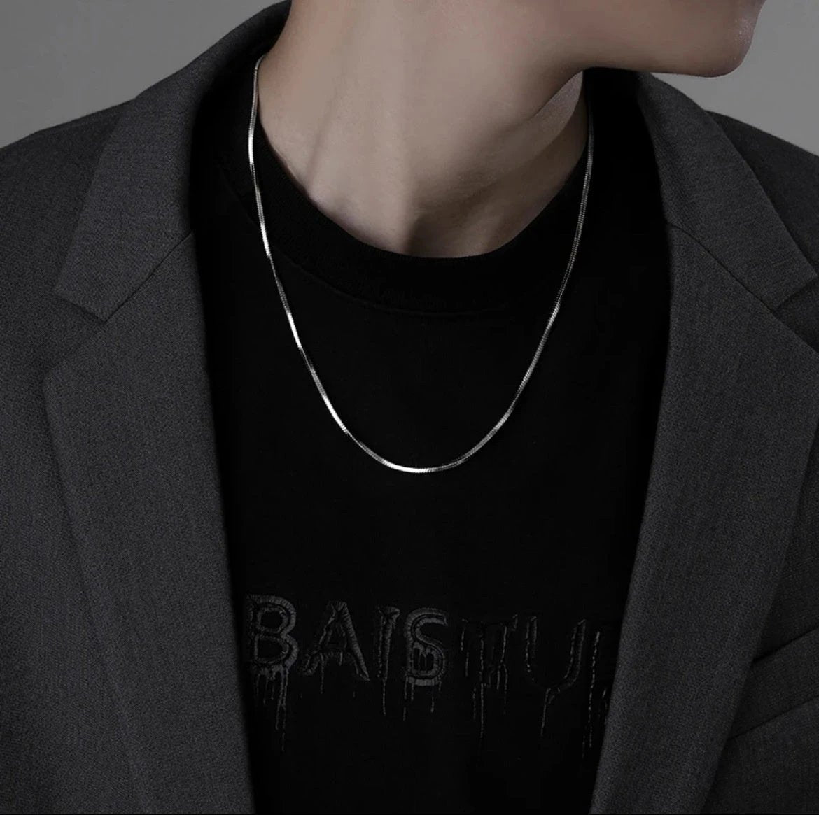 Titanium Steel Snake Chain Necklace For Men by GJG Denim