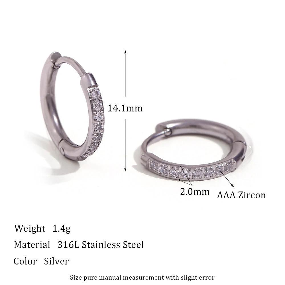 Women's Fashion Titanium Steel Rounded Edge Zircon Earrings by GJG Denim