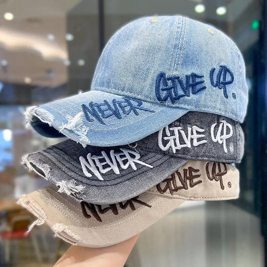 Men's "Never Give Up" Baseball Cap by GJG Denim