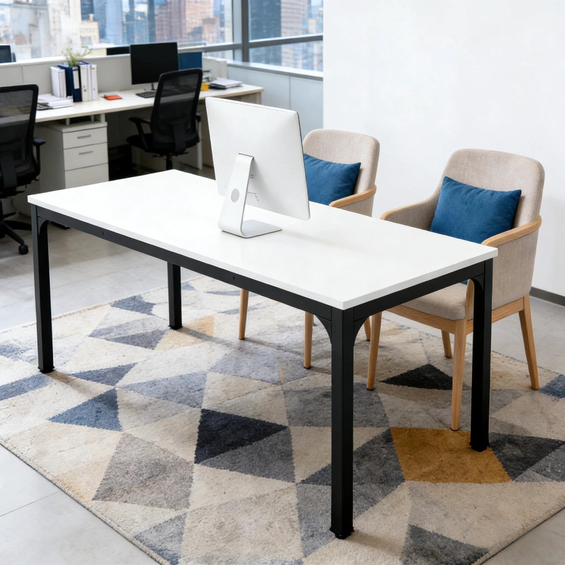 Modern Computer Desk, Rectangle Workspace Desk, Executive Desk by GJG Denim
