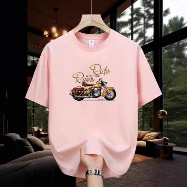 Men's Motorcycle Pattern Printed T-shirt by GJG Denim