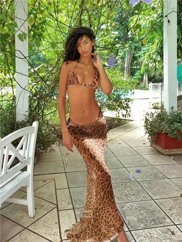 Printed Bikini Strappy Skirt Casual Suit by GJG Denim
