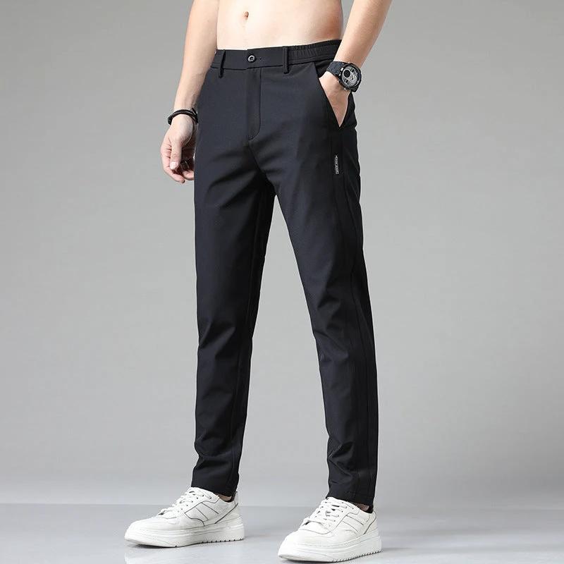 Men's Caual Elastic-Waist Pants With Fleece Lining by GJG Denim