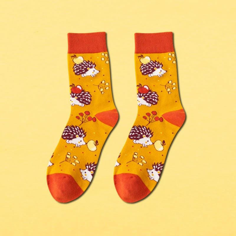 Men's Mid-calf Length Casual Cartoon Foot Socks by GJG Denim