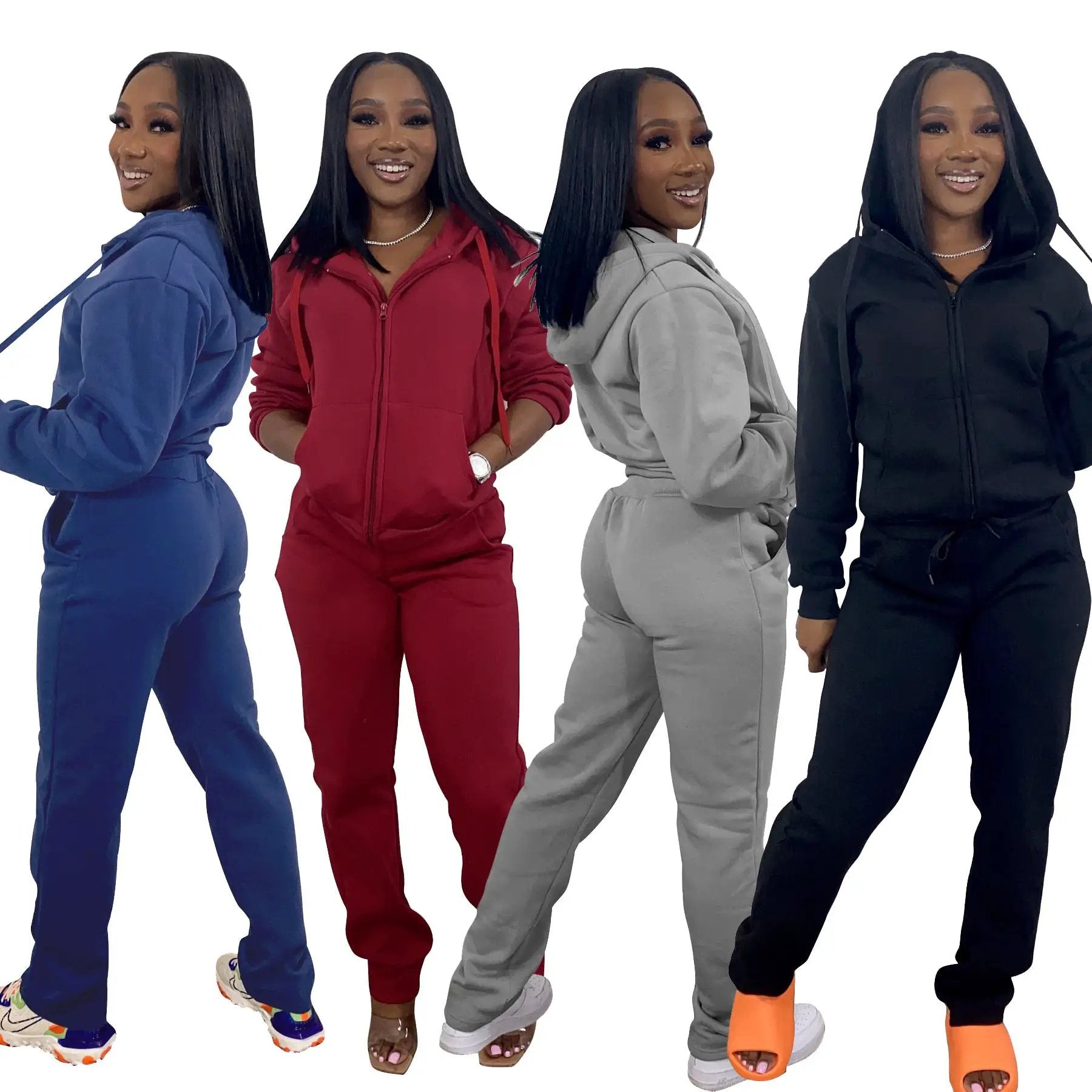 Women Sweatsuit Set 2 Piece Outfits Casual Hoodies Tops And Sweatpants Jogger Tracksuits Loose Trousers by GJG Denim