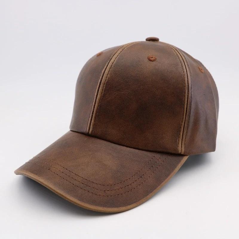 Washed And Worn PU Fashion Baseball Cap by GJG Denim