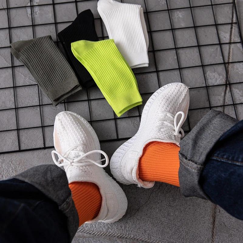 Men's Solid Color Sport Mid-calf Length Cotton Socks by GJG Denim