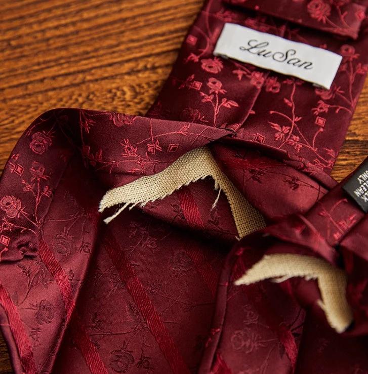 Three-fold Roll Wool Lining Handmade Tie Silk Jacquard Businese Suit Accessories by GJG Denim