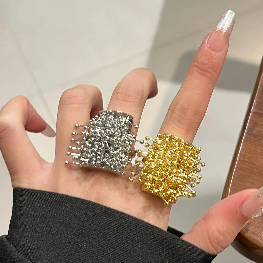 Heavy Industry Niche Design Firework Tassel Ring For Women, Light Luxury High-End Fashion Finger Ring, Personalized Index Finger Ring by GJG Denim