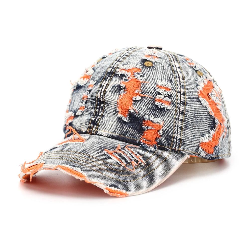 Ripped-line Letter Sun Hat Casual And Versatile by GJG Denim