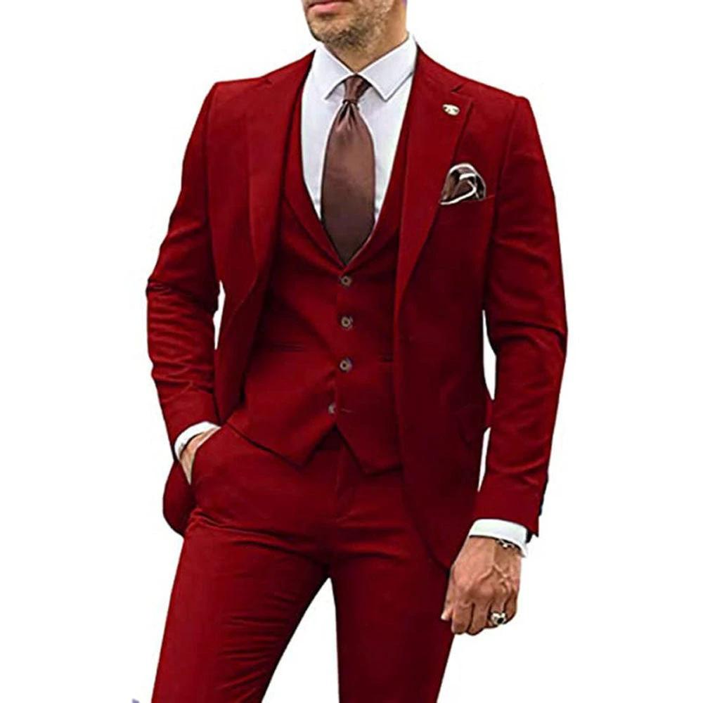 Men's Three-piece Slim-fit Dovetail Suit by GJG Denim