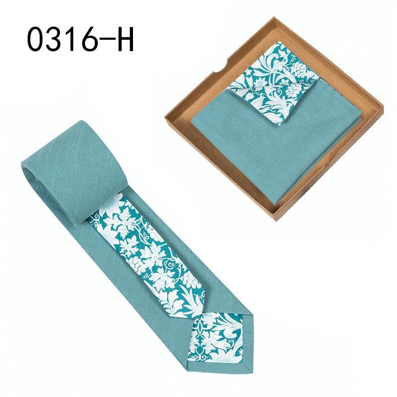 Men's Floral Print Tie and Pocket Square by GJG Denim