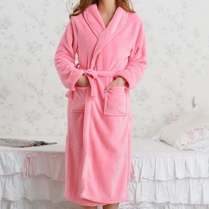 Coral Fleece Pajamas Women Thickened Flannel Long-sleeved Men's Bathrobes Home Clothes by GJG Denim