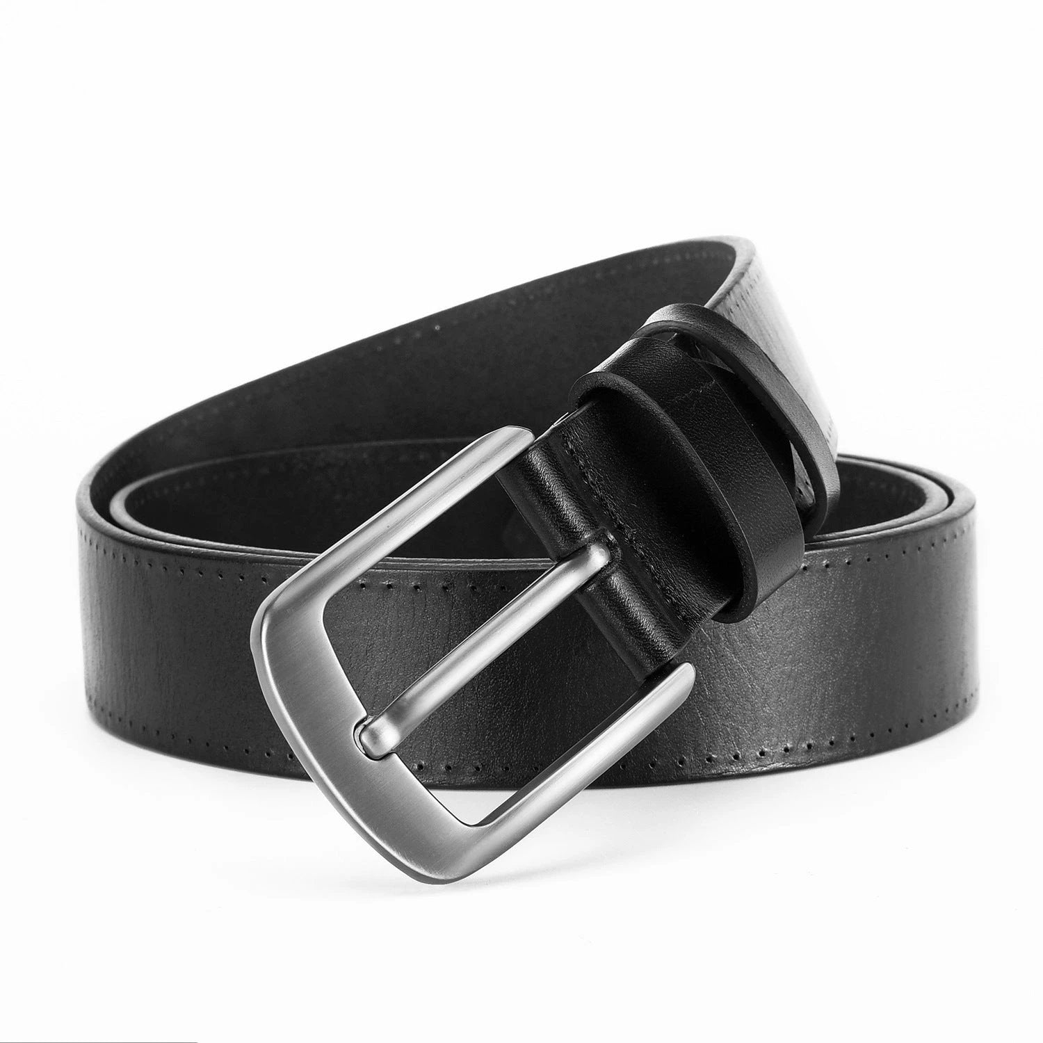 Men's Alloy Pin Buckle Casual First Layer Cowhide Belt by GJG Denim
