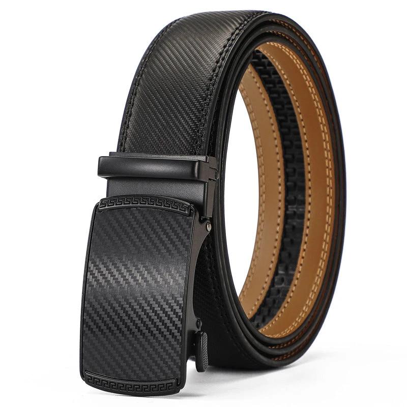 Automatic Buckle Leisure Business Belt Cowhide Belt by GJG Denim