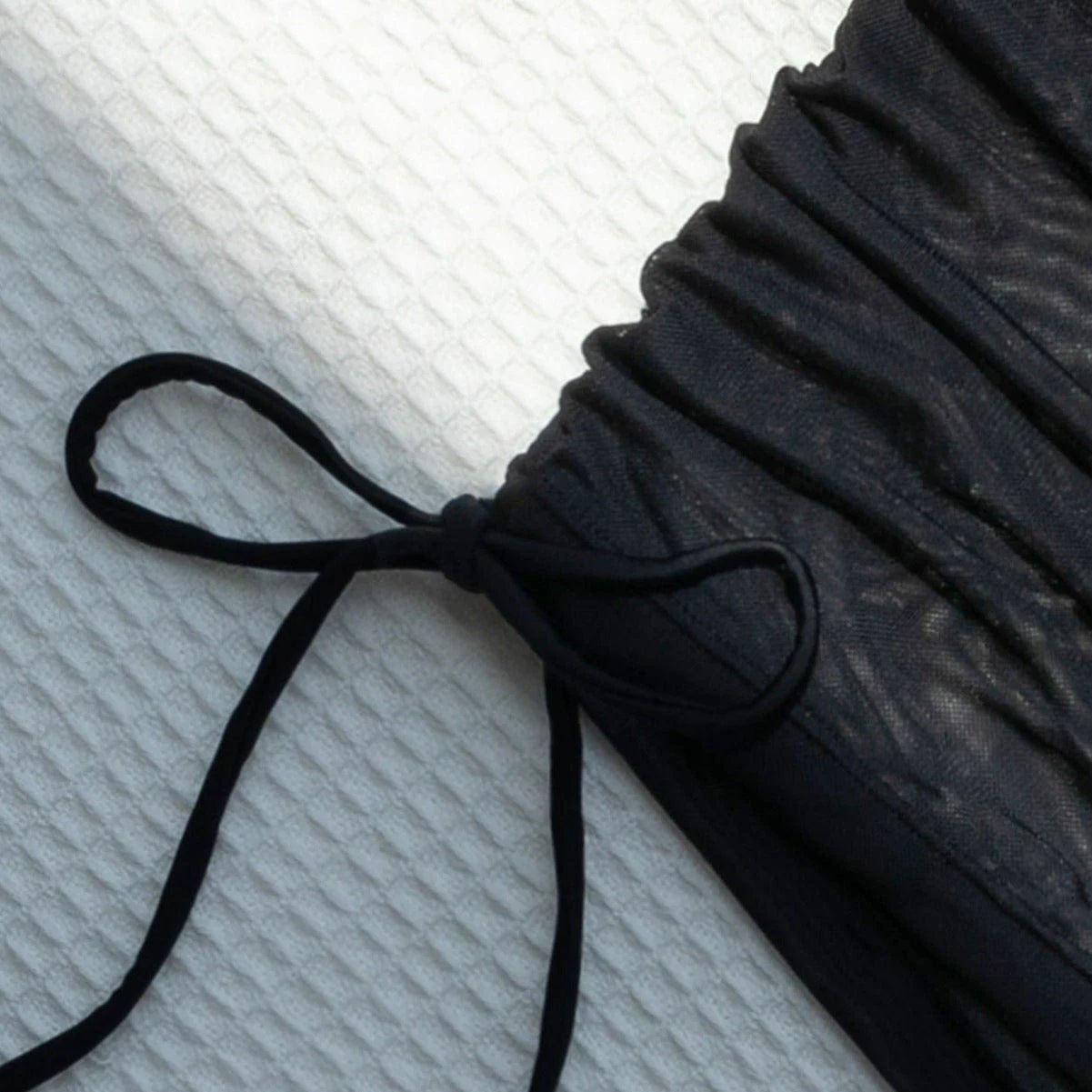 New Solid Color Drawstring Mesh Shorts Sexy Bikini Beach Swimsuit Women by GJG Denim