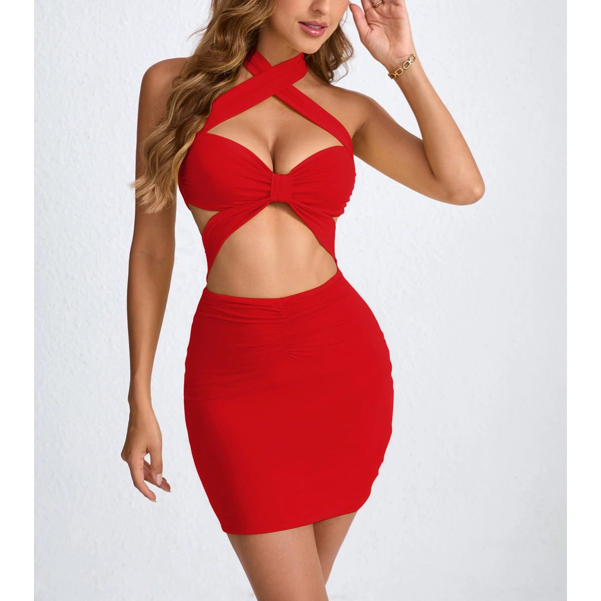 Summer Hollow-Out Neck-Tied Bodycon Sexy Dress by GJG Denim
