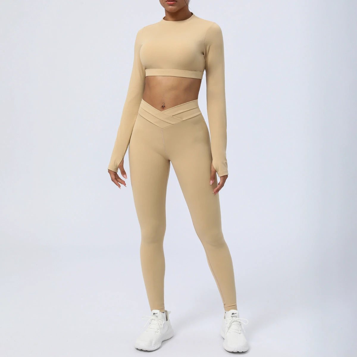 Nude Feel Workout Clothes Suit Cross Strap Showing by GJG Denim