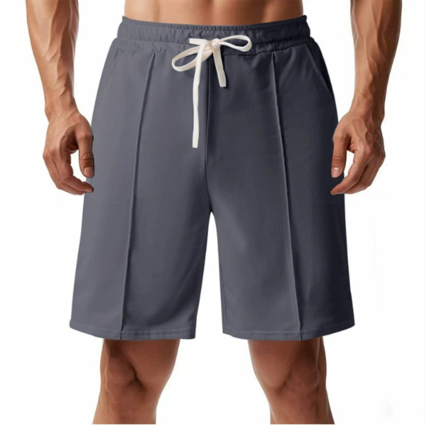 Men's Casual Ribbed Solid Color Shorts by GJG Denim
