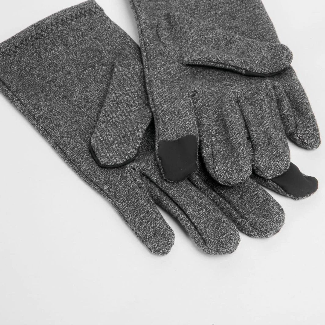 Grey Full Finger Touch Screen Health Pressure Gloves by GJG Denim