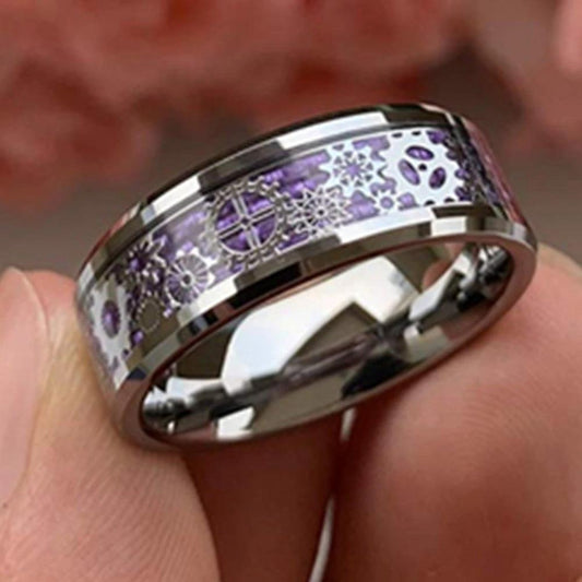 Stainless Steel Purple Gear Patch Ring For Men by GJG Denim