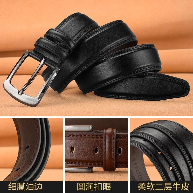 Men's Pin Buckle Cowhide Belt Business Fashion And Leisure by GJG Denim