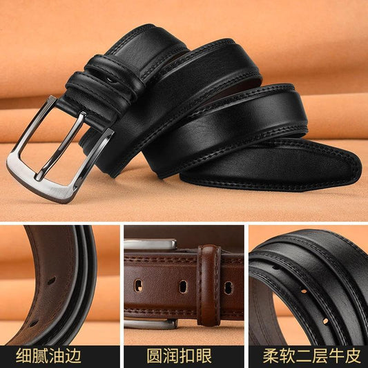 Men's Pin Buckle Cowhide Belt Business Fashion And Leisure by GJG Denim