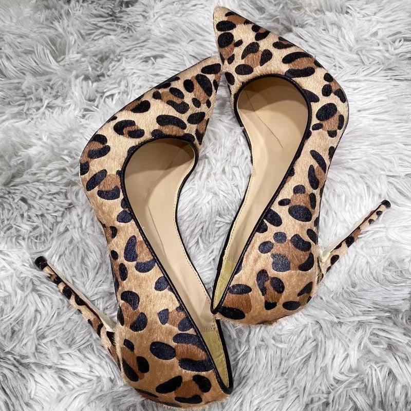 Suede Leopard Print High Heels For Women by GJG Denim