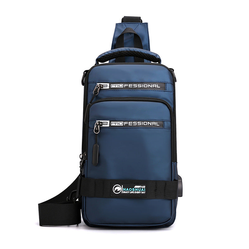 Multifunction Bags For Men Nylon Backpack Crossbody Shoulder Bag With USB Charging Port Chest Bags Pack by GJG Denim