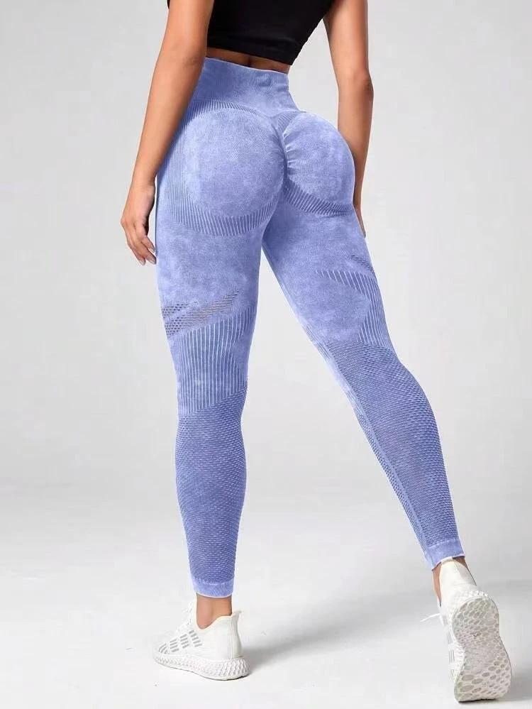 Hollow Design Seamless Leggings High Waist Hip Lifting Running Sports Fitness Yoga Pants Fashion Womens Clothing by GJG Denim