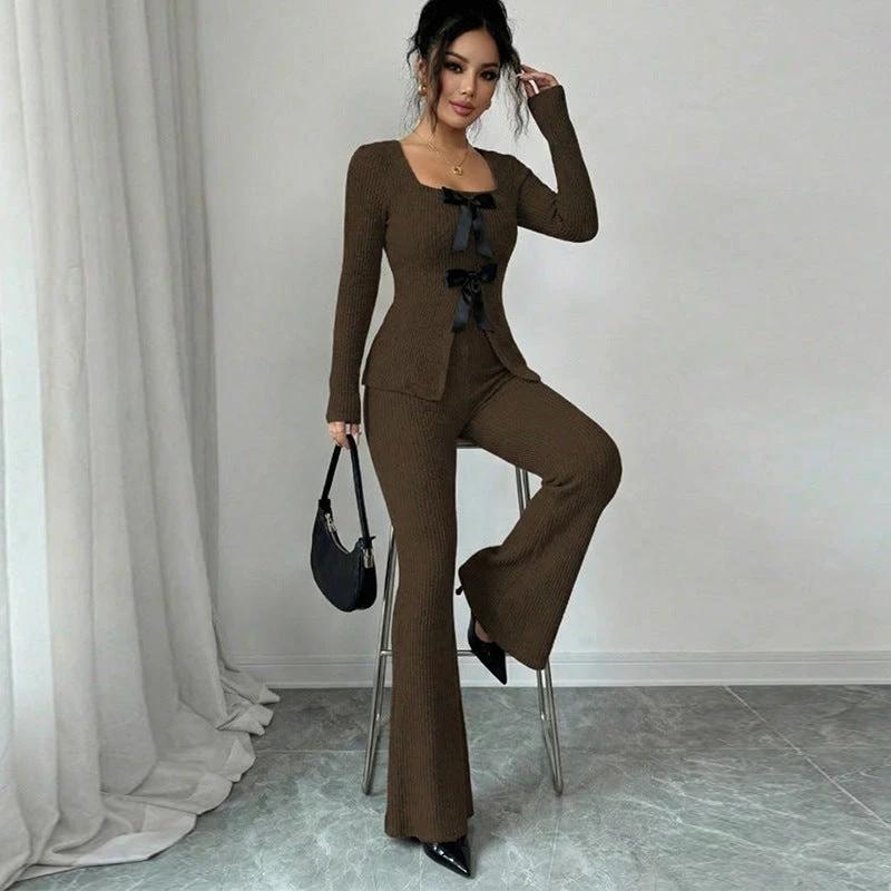 Women's Fashion Long-Sleeve Casual Pants Suit by GJG Denim