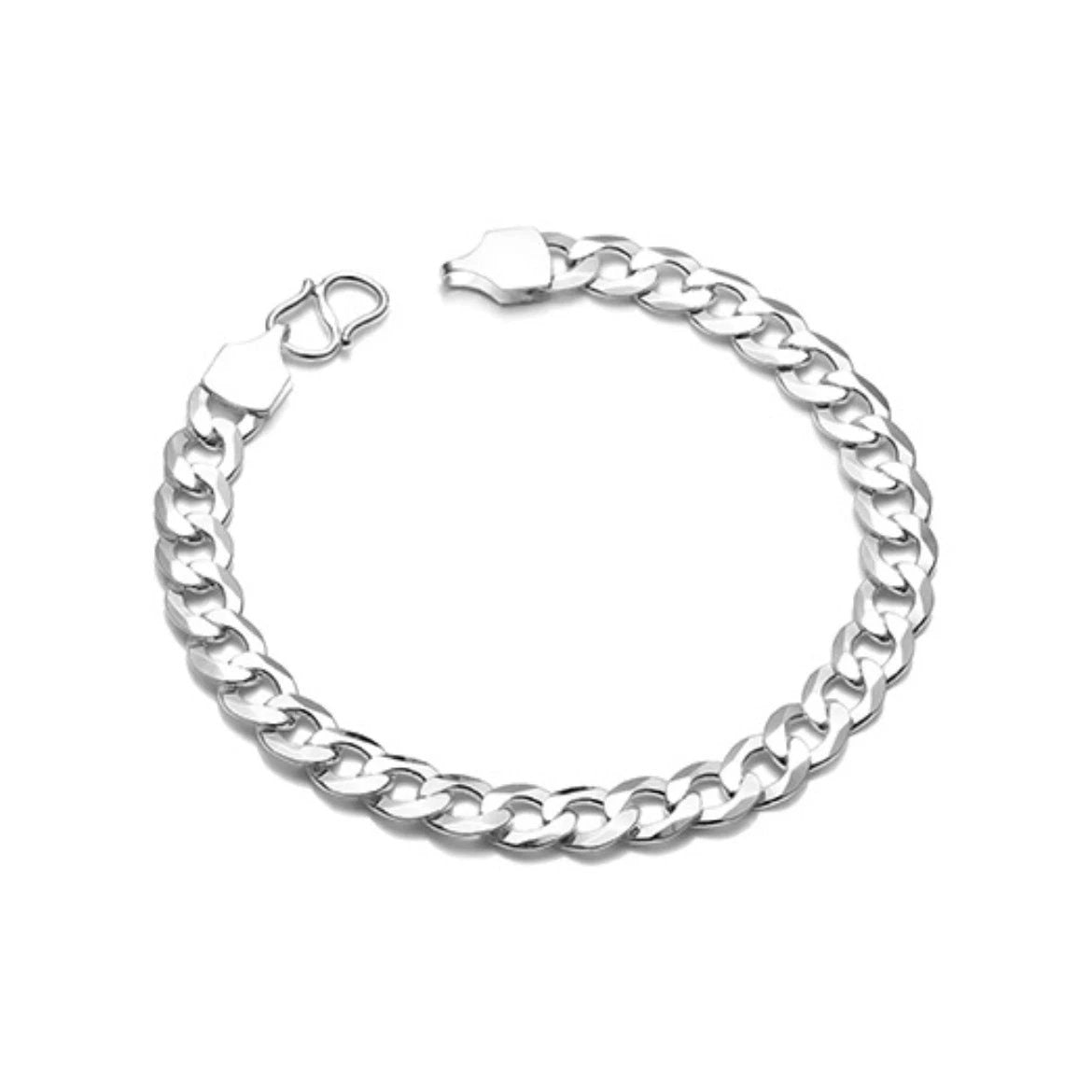 S925 Sterling Silver Personality Cuban Link Chain Men's Bracelet by GJG Denim