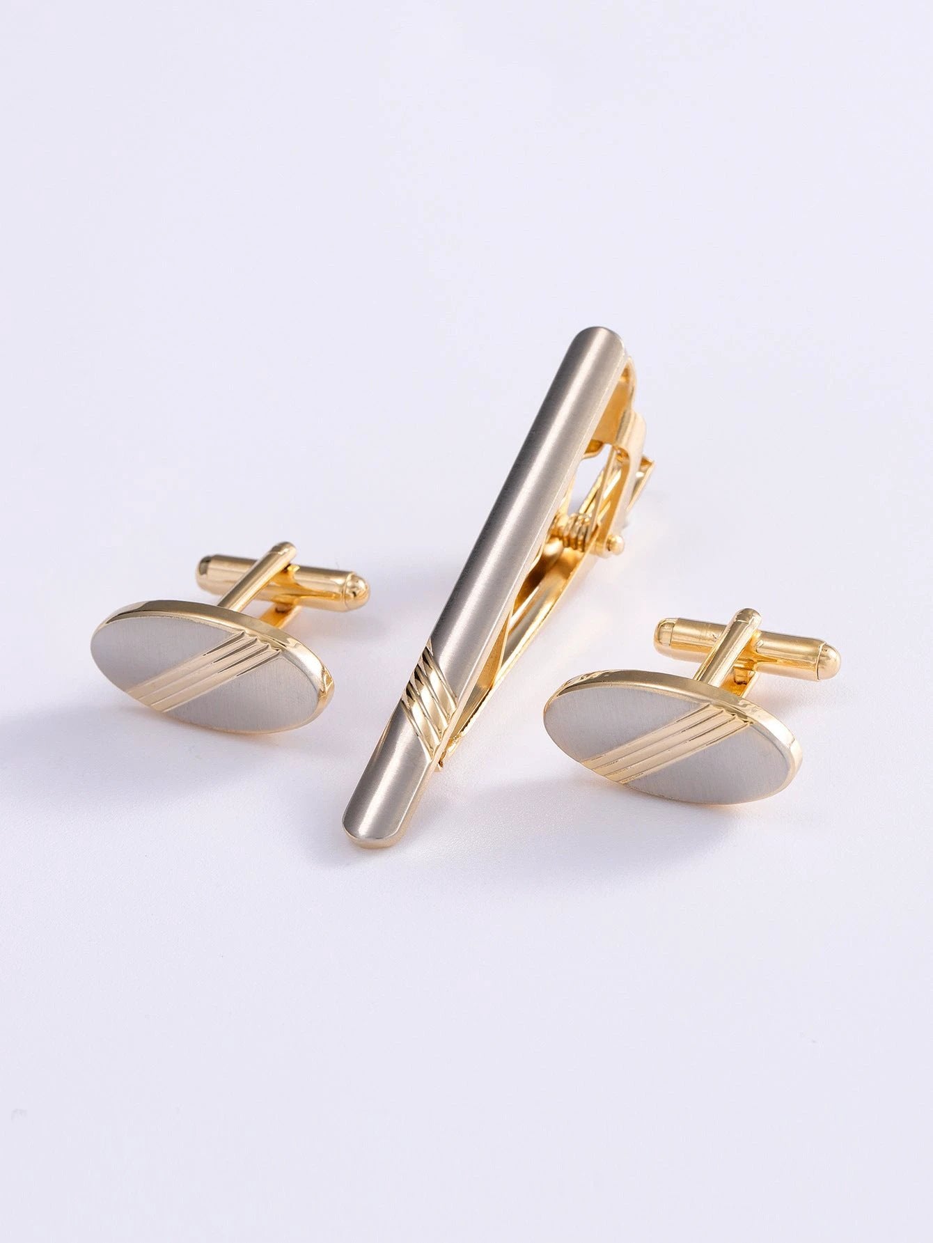 Men's Formal Business Cufflinks And Tie Clip Set by GJG Denim