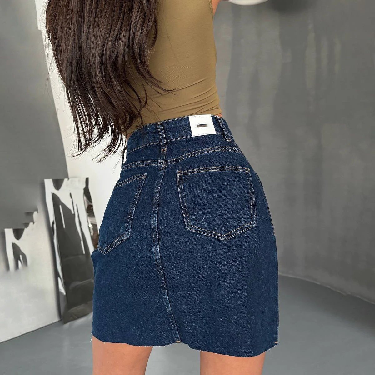 Design Zipper Split Denim Skirt Women by GJG Denim