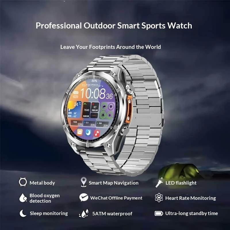 Running And Hiking Lighting Lamp Outdoor Sports Smartwatch For Men by GJG Denim