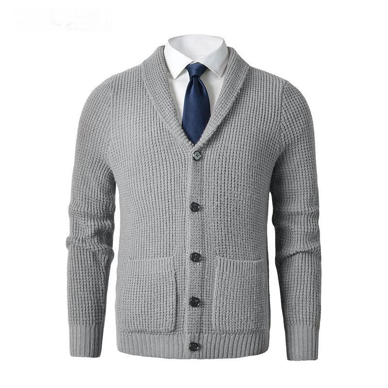 Men's Business Casual Knitted Wool Cardigan by GJG Denim