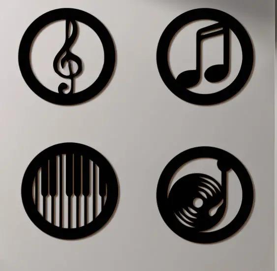 Black Music Notes Wooden Wall Decor by GJG Denim
