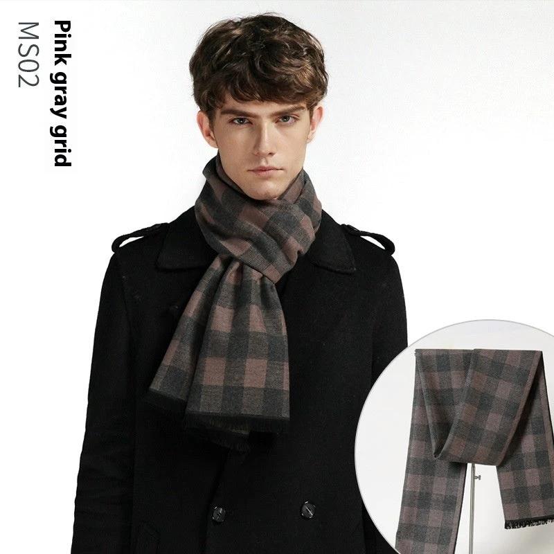 Simple Plaid Warm Keeping Artificial Cashmere Scarf by GJG Denim