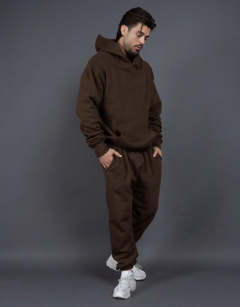 Men's Casual Loose Solid Color Hooded Sweatshirt Pants by GJG Denim