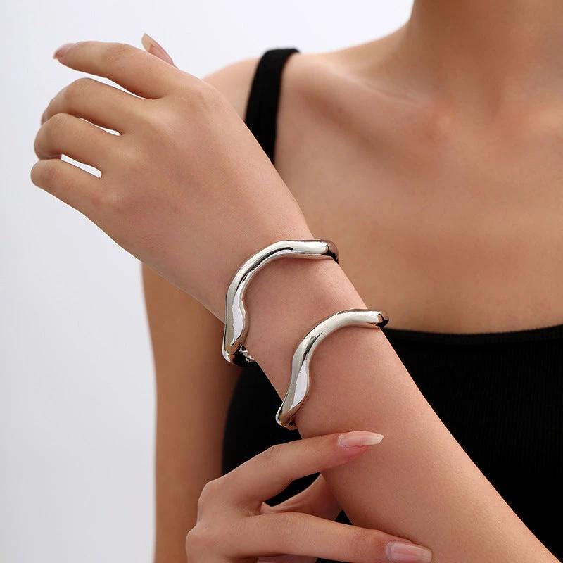 Metal Irregular Lava Bracelet For Women Fashion Special-interest Open-end Polished by GJG Denim
