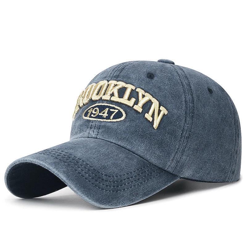 Men's Retro Washed Letters Embroidered Baseball Cap by GJG Denim