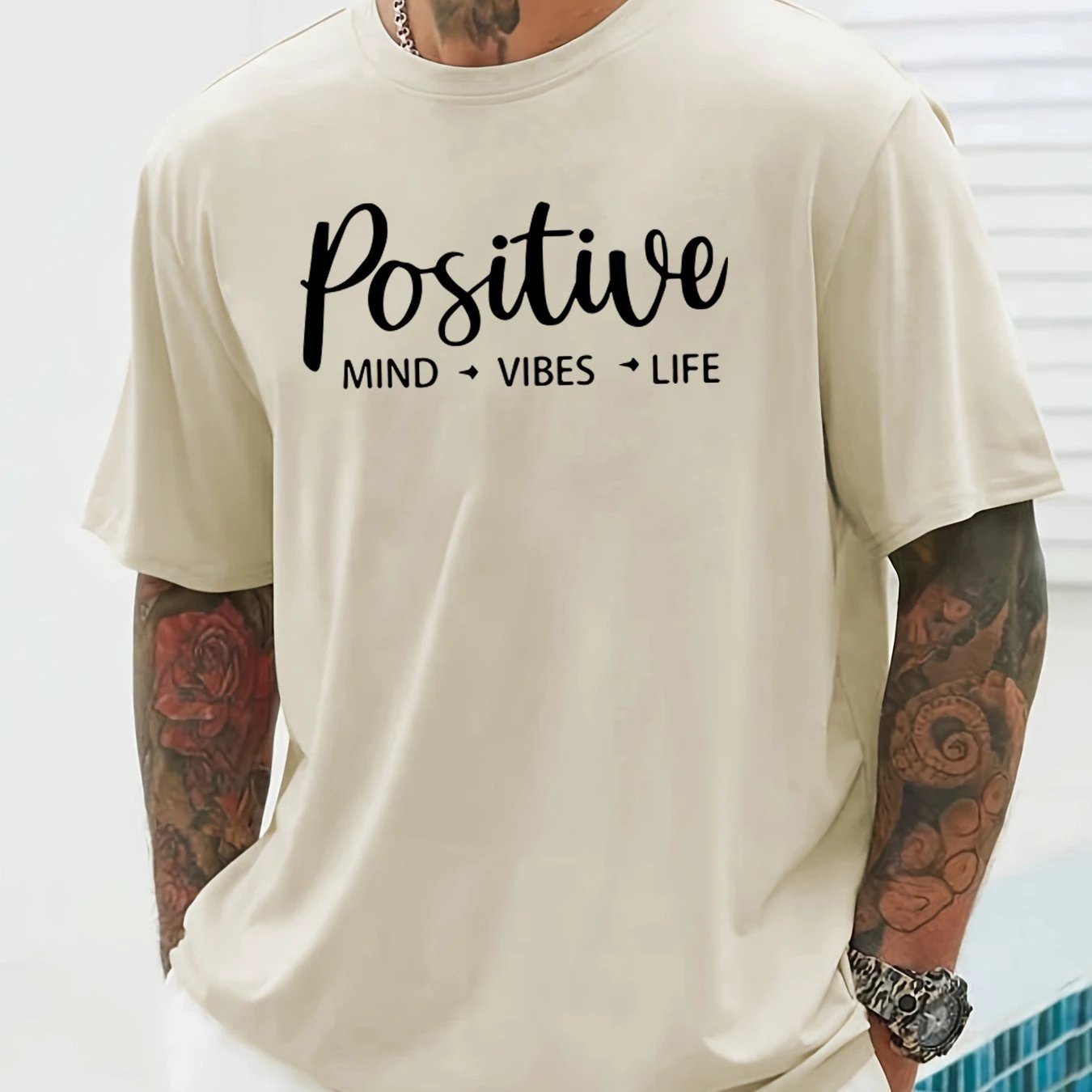 Men's T-shirt, Front Printed T-shirt, Summer, Spring, Autumn Casual Short Sleeved T-shirt, Top As A Gift by GJG Denim