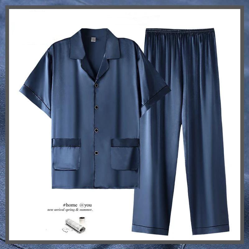 Men's Short Sleeve Trousers Thin Pajama Suit by GJG Denim
